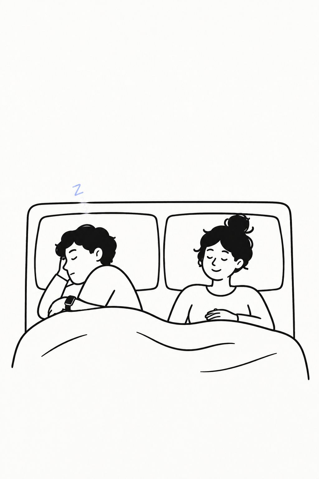 Two people sleeping peacefully in bed